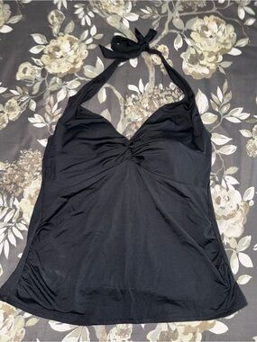Lands' End Black Halter Tankini Swim Top